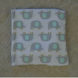 Lullaby Lane Elephant Baby Receiving Blanket White Gray Mint Green Flannel